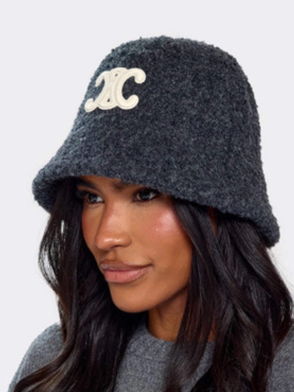 Black Shearling Bucket Hat